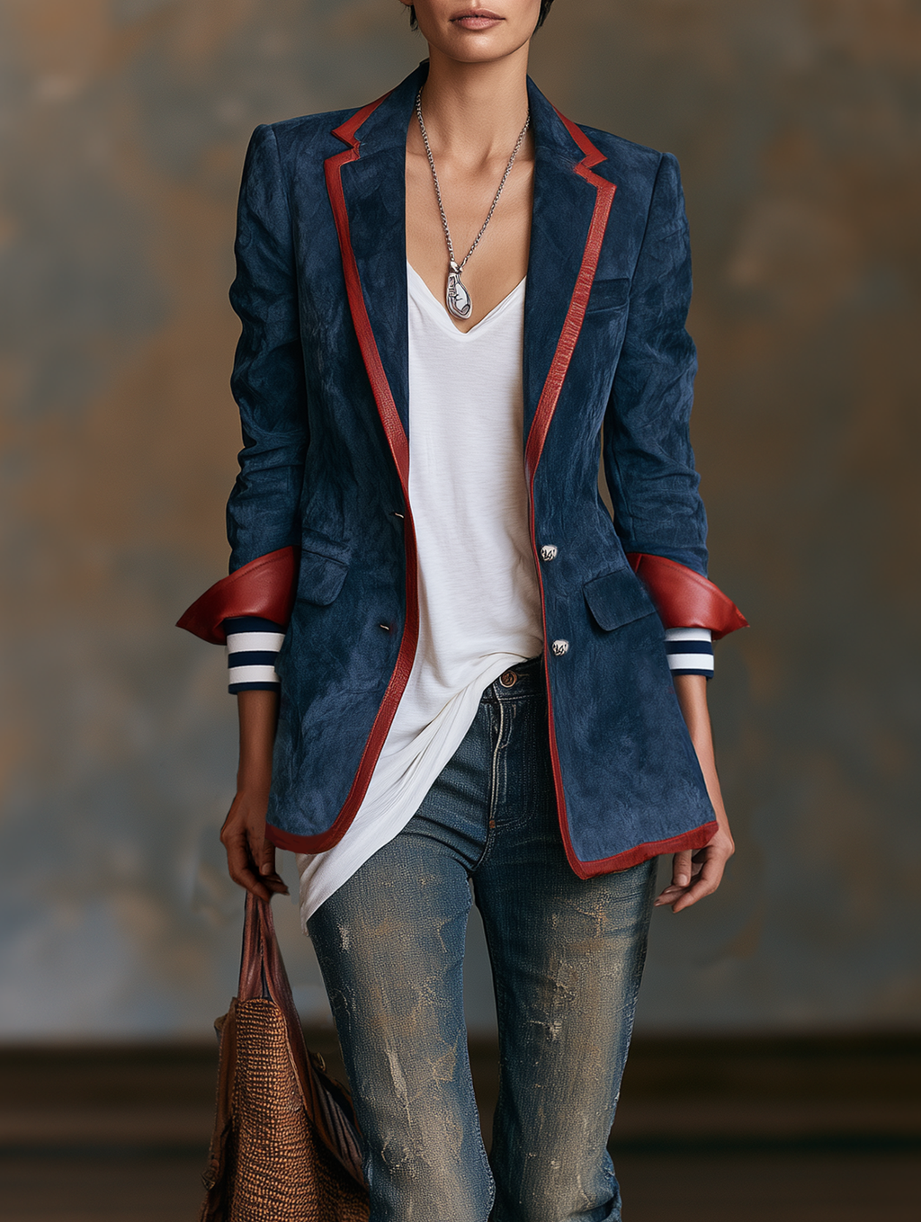 Ginevra™ | Marynarka vintage z imitacji zamszu
