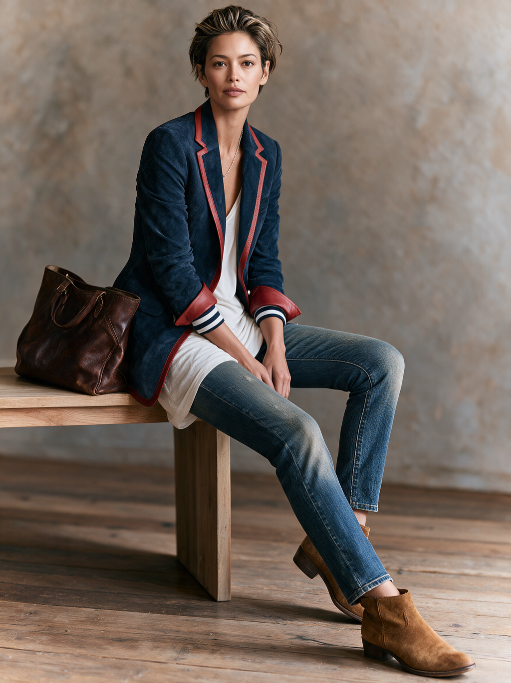 Ginevra™ | Marynarka vintage z imitacji zamszu