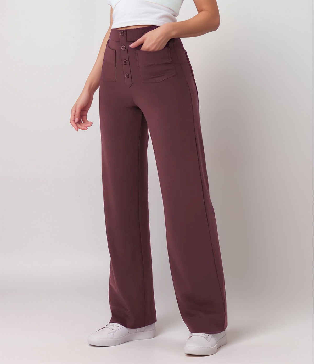 ANIKA | Elastyczne spodnie z wysokim stanem i szerokimi nogawkami