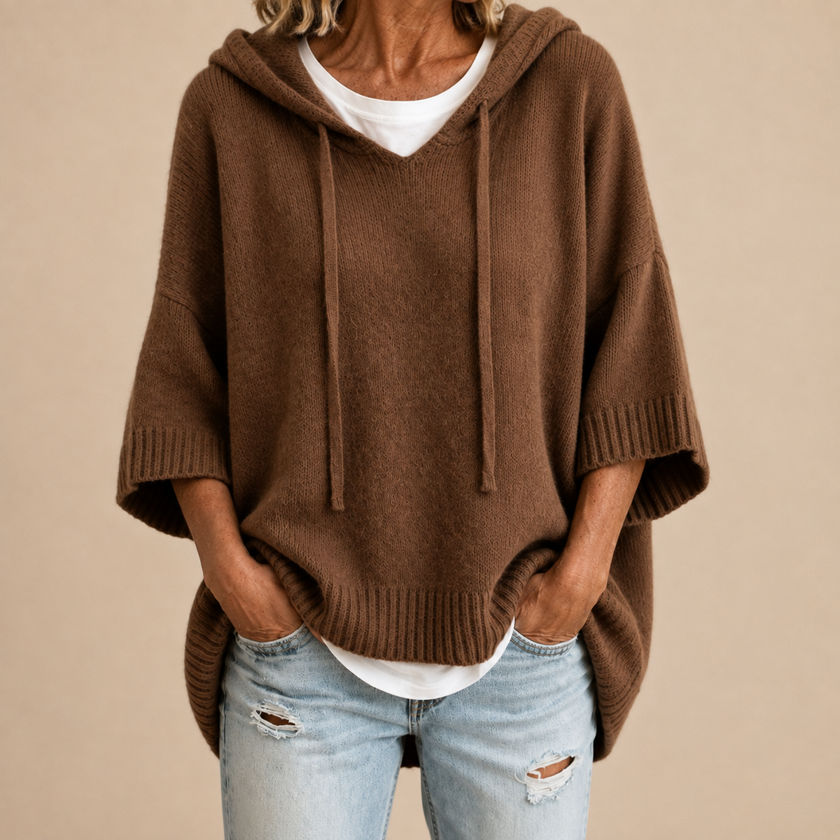 Irena | Luźny oversize sweter z kapturem