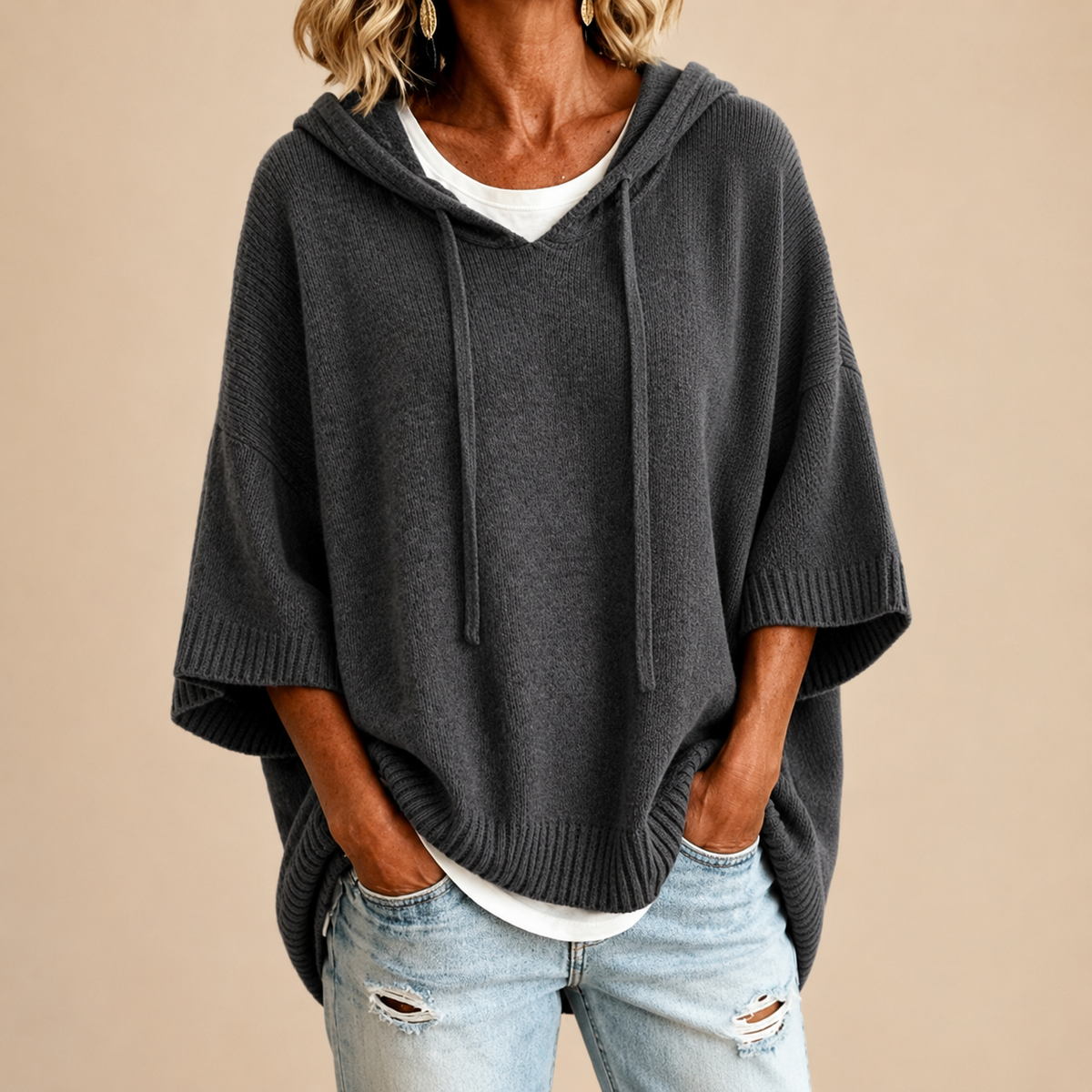 Irena | Luźny oversize sweter z kapturem