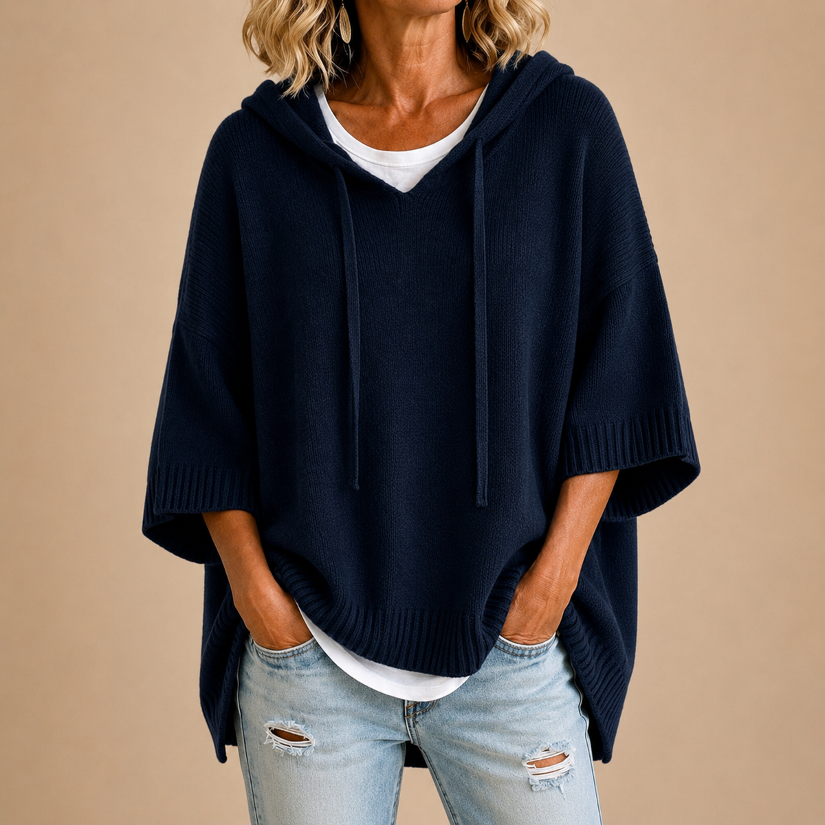 Irena | Luźny oversize sweter z kapturem