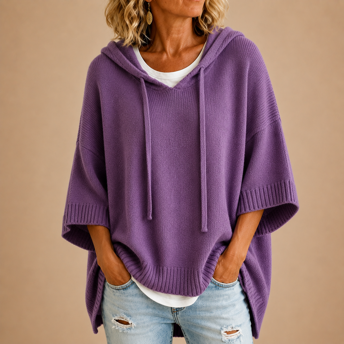 Irena | Luźny oversize sweter z kapturem