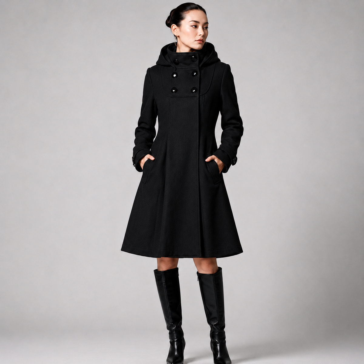 Lorenza™ | Elegancki płaszcz midi z kapturem