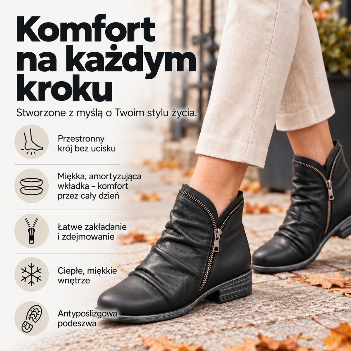 MARTA | Wygodne botki na stabilnym obcasie