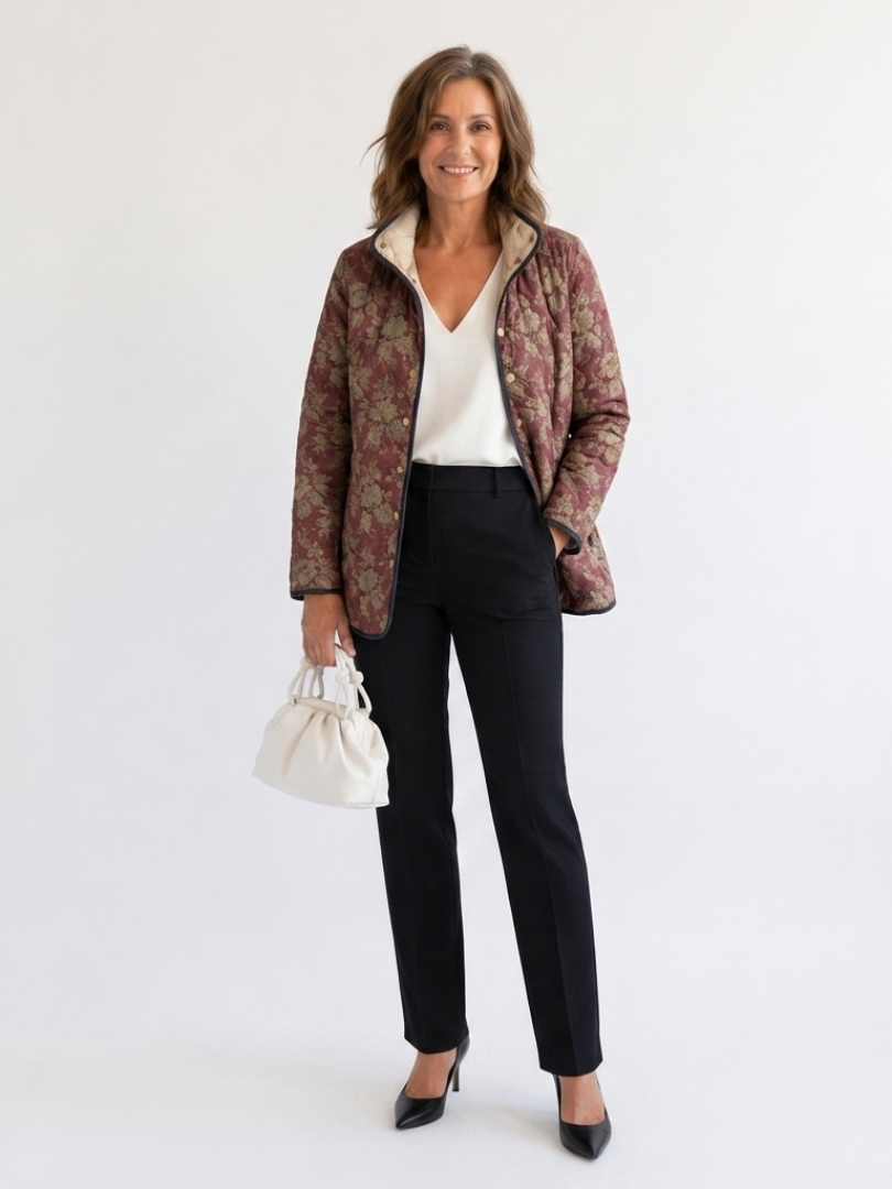 Corinne | Kurtka z kwiatowym wzorem w stylu ret