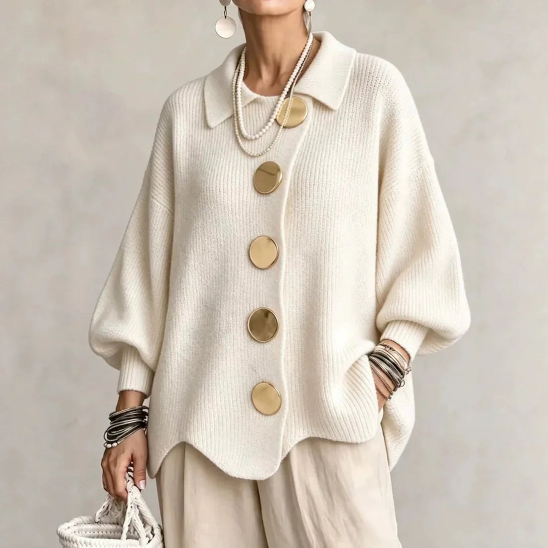 Klara | Kardigan oversize z kołnierzem