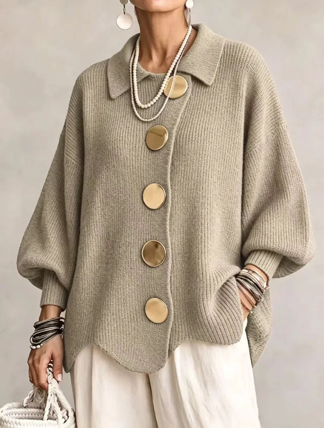 Klara | Kardigan oversize z kołnierzem