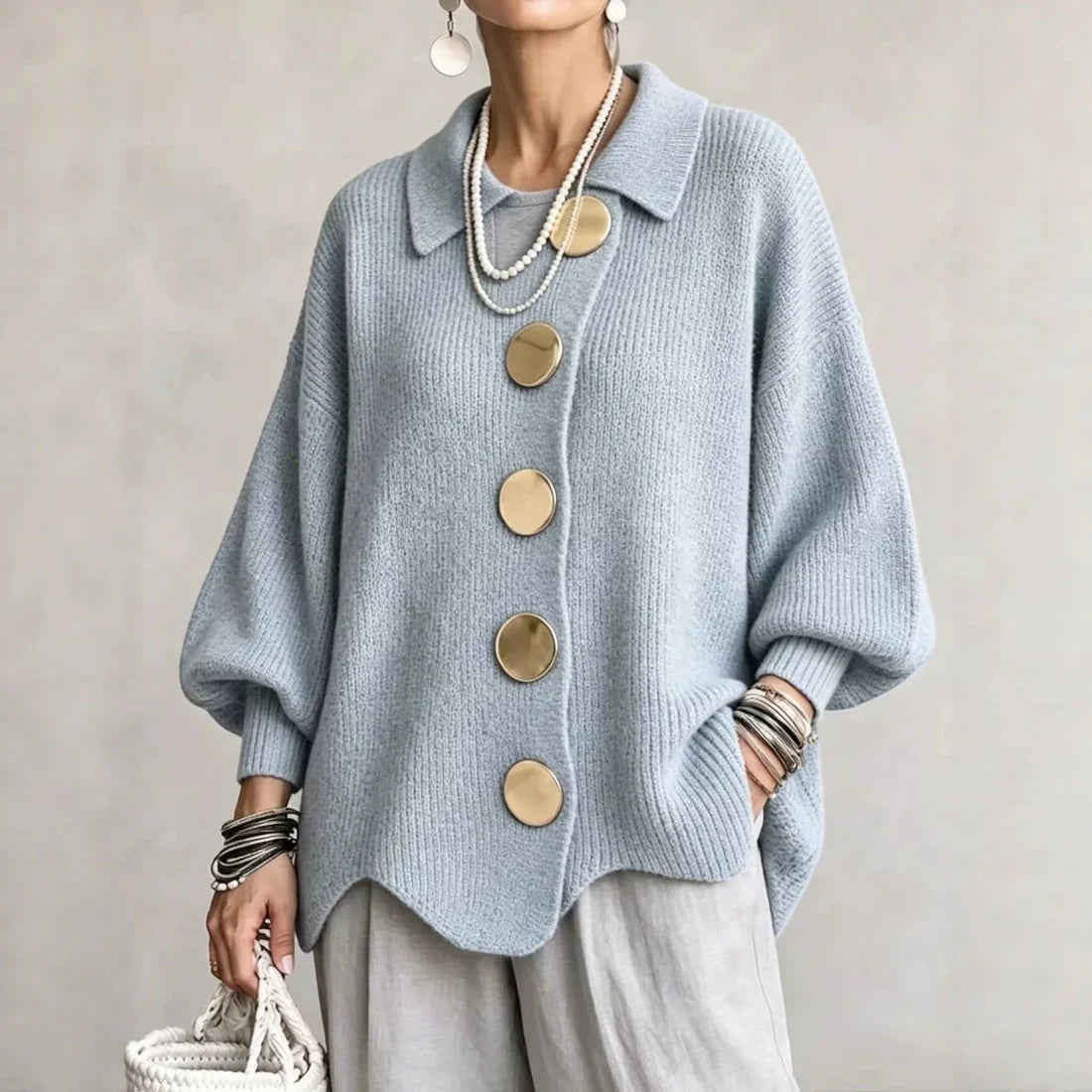 Klara | Kardigan oversize z kołnierzem
