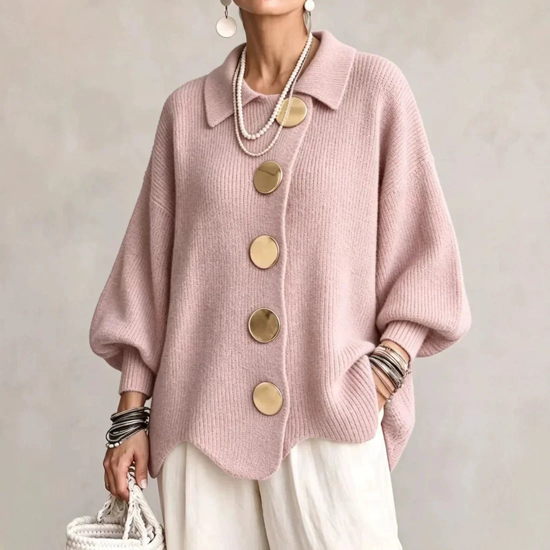 Klara | Kardigan oversize z kołnierzem