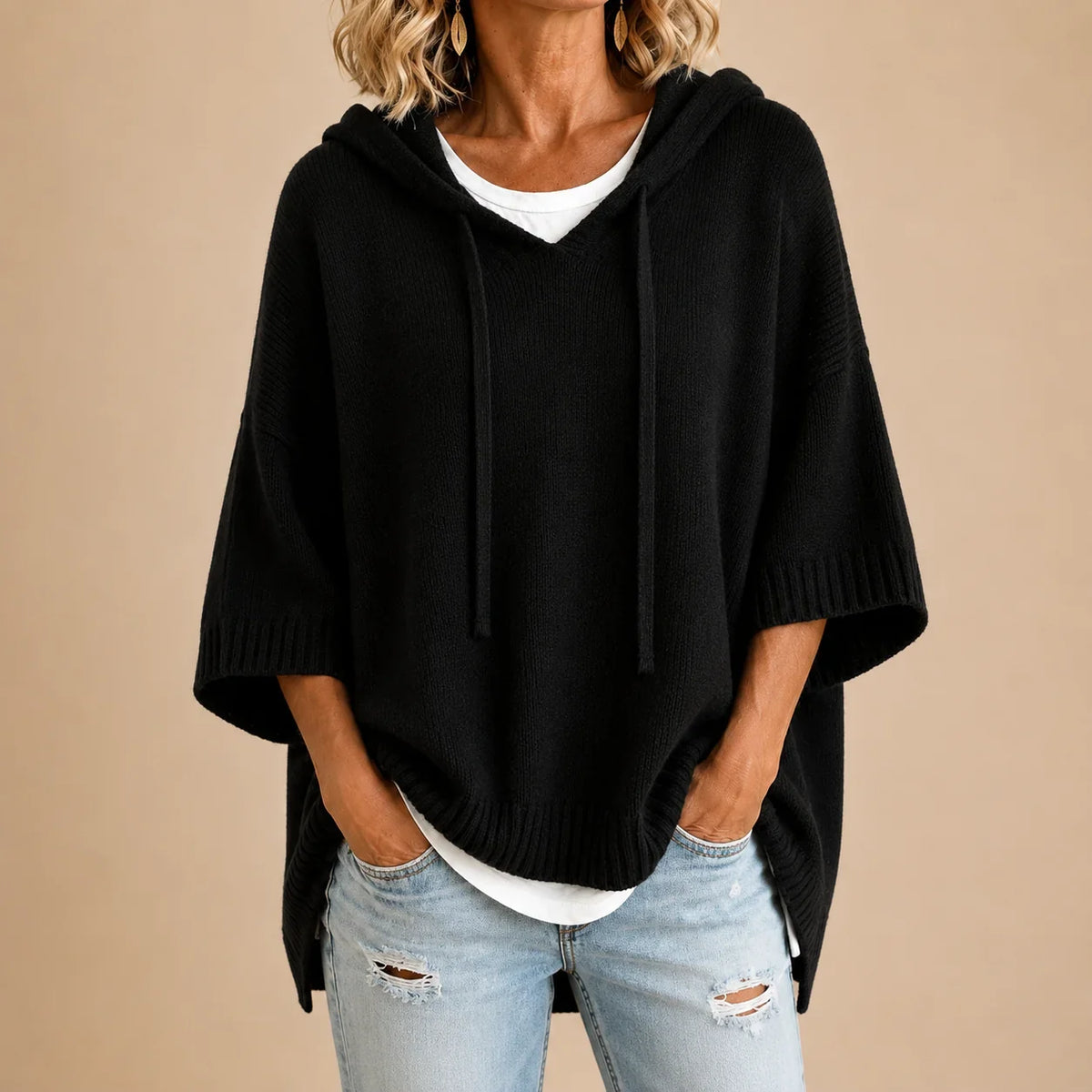 Jolanta |Sweter oversize damski z kapturem