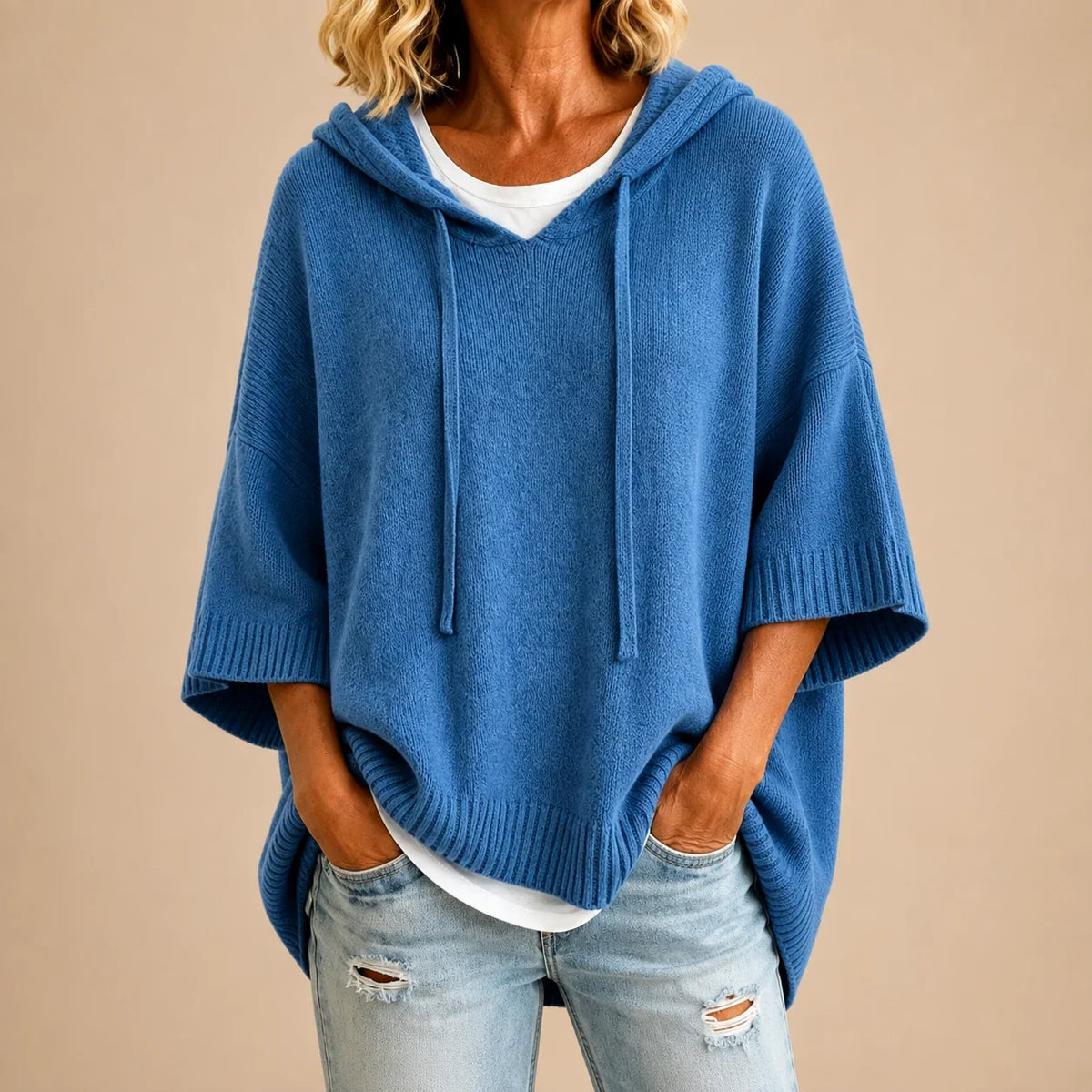 Jolanta |Sweter oversize damski z kapturem