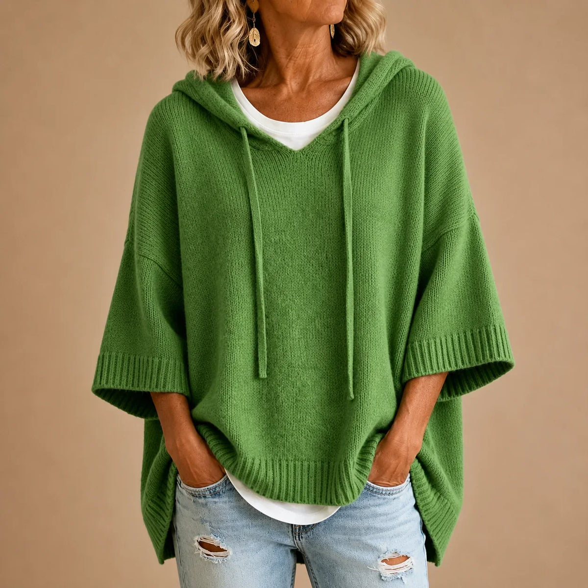 Jolanta |Sweter oversize damski z kapturem