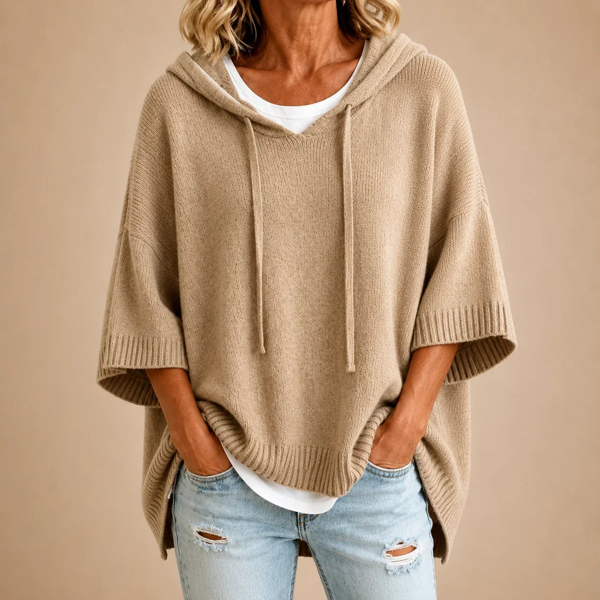 Jolanta |Sweter oversize damski z kapturem