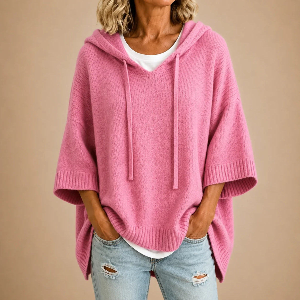 Jolanta |Sweter oversize damski z kapturem