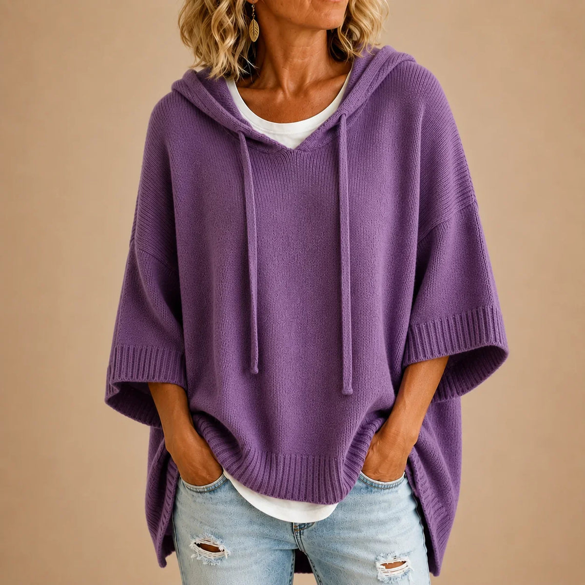 Jolanta |Sweter oversize damski z kapturem