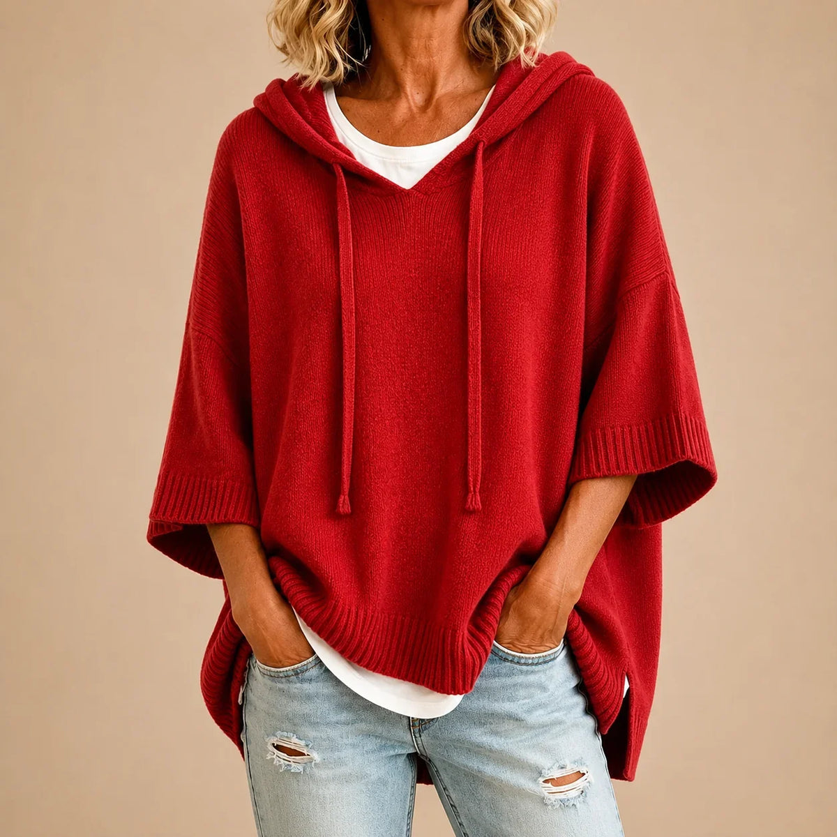 Jolanta |Sweter oversize damski z kapturem