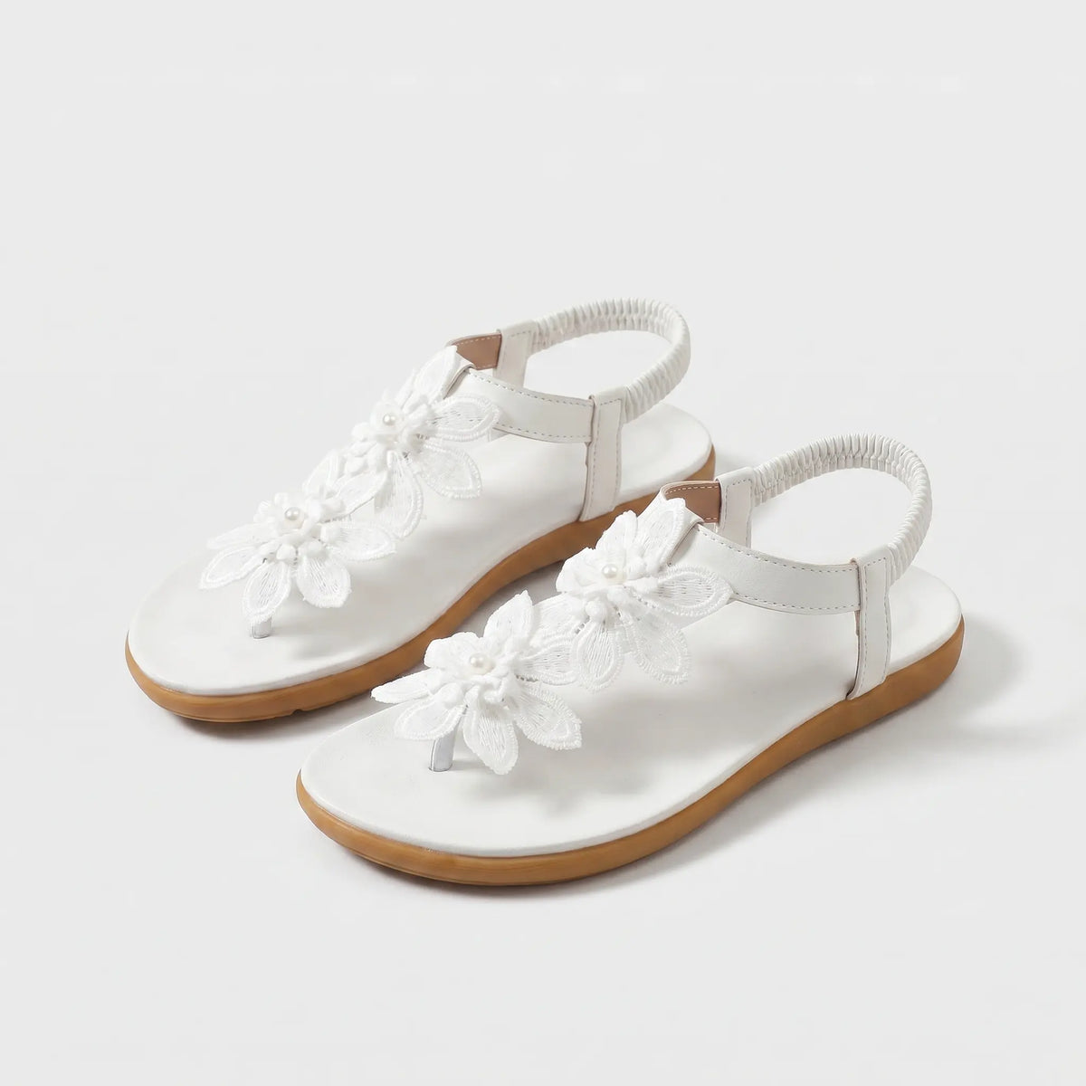 WIKTORIA | Sandały z kwiatowymi aplikacjami
