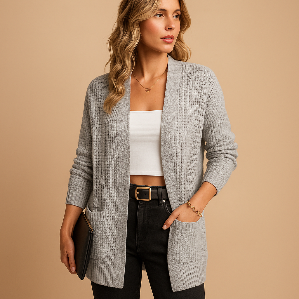 Elżbieta | Długi kardigan z kieszeniami